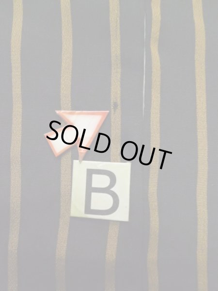 画像13: L1116L  小紋 女性用着物  シルク（正絹）   黒, 縞 【中古】 【USED】 【リサイクル】 ★☆☆☆☆ (13)