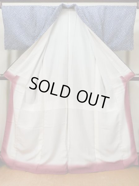 画像2: L1116M Mint  小紋 女性用着物  シルク(正絹)   青, かのこ 【中古】 【USED】 【リサイクル】 ★★★★☆ (2)