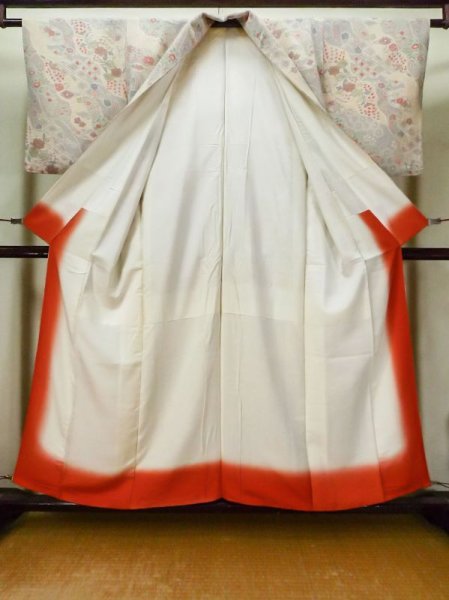 画像2: L1116P Mint  小紋 女性用着物  シルク(正絹)  淡い マルチカラー, 花 【中古】 【USED】 【リサイクル】 ★★★★☆ (2)