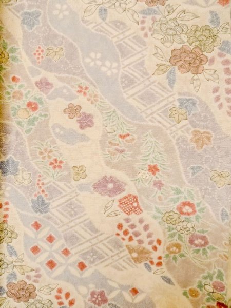 画像3: L1116P Mint  小紋 女性用着物  シルク(正絹)  淡い マルチカラー, 花 【中古】 【USED】 【リサイクル】 ★★★★☆ (3)