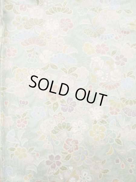 画像3: L1116S Mint  小紋 女性用着物  シルク（正絹）  淡い 青緑色, 桜 【中古】 【USED】 【リサイクル】 ★★★★☆ (3)