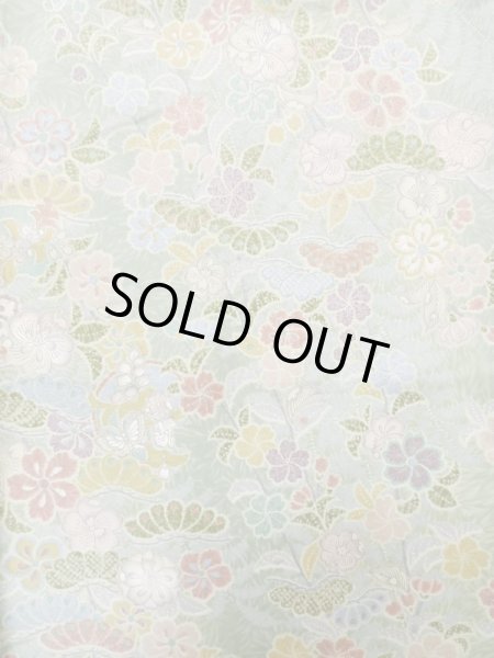 画像4: L1116S Mint  小紋 女性用着物  シルク（正絹）  淡い 青緑色, 桜 【中古】 【USED】 【リサイクル】 ★★★★☆ (4)