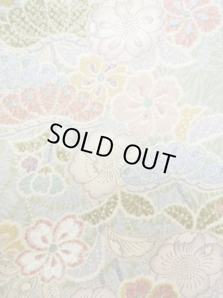 画像5: L1116S Mint  小紋 女性用着物  シルク（正絹）  淡い 青緑色, 桜 【中古】 【USED】 【リサイクル】 ★★★★☆ (5)