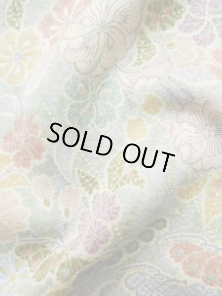 画像11: L1116S Mint  小紋 女性用着物  シルク（正絹）  淡い 青緑色, 桜 【中古】 【USED】 【リサイクル】 ★★★★☆ (11)