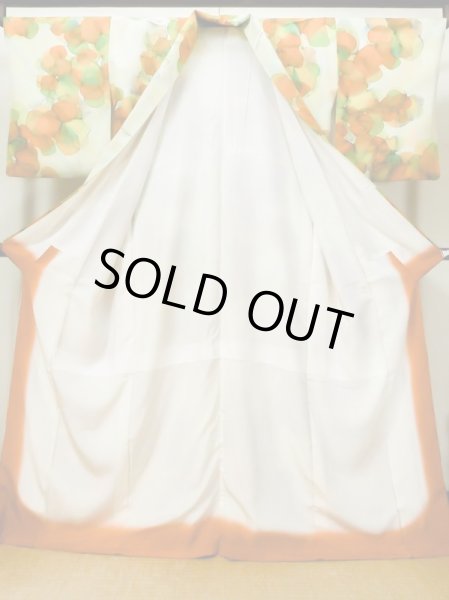 画像2: L1116T  小紋 女性用着物  シルク(正絹) 淡い 薄い マルチカラー, 抽象的模様 【中古】 【USED】 【リサイクル】 ★★★★☆ (2)