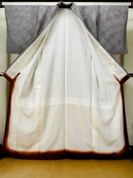 画像2: L1116U Mint  小紋 女性用着物  シルク(正絹)   黒, かのこ 【中古】 【USED】 【リサイクル】 ★★★★☆ (2)