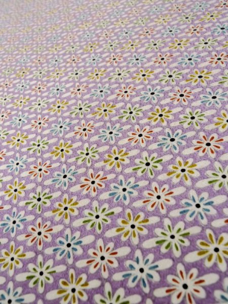 画像7: L1116W  小紋 女性用着物  シルク(正絹)   藤色, 花 【中古】 【USED】 【リサイクル】 ★★★☆☆ (7)