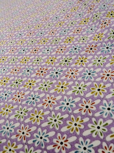 画像8: L1116W  小紋 女性用着物  シルク(正絹)   藤色, 花 【中古】 【USED】 【リサイクル】 ★★★☆☆ (8)