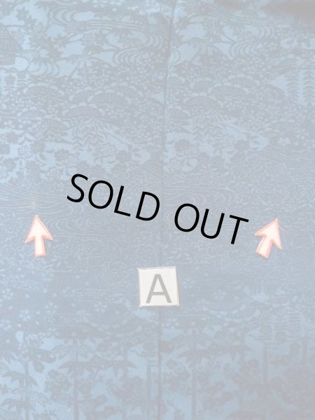 画像14: L1116X  小紋 女性用着物  シルク(正絹)  深い 青, 花 【中古】 【USED】 【リサイクル】 ★★★☆☆ (14)