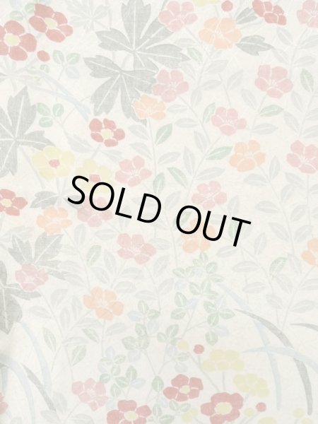 画像3: L1116Z Mint  小紋 女性用着物  シルク(正絹) 淡い 緑み 白, 花 【中古】 【USED】 【リサイクル】 ★★★★☆ (3)