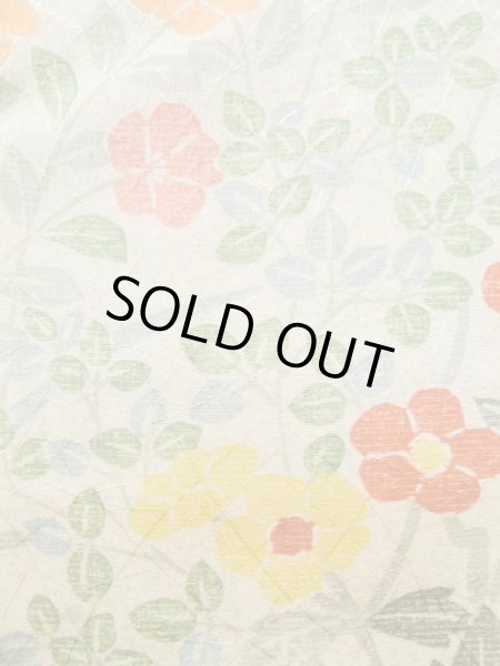 画像7: L1116Z Mint  小紋 女性用着物  シルク(正絹) 淡い 緑み 白, 花 【中古】 【USED】 【リサイクル】 ★★★★☆ (7)