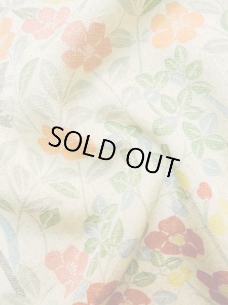 画像11: L1116Z Mint  小紋 女性用着物  シルク(正絹) 淡い 緑み 白, 花 【中古】 【USED】 【リサイクル】 ★★★★☆ (11)