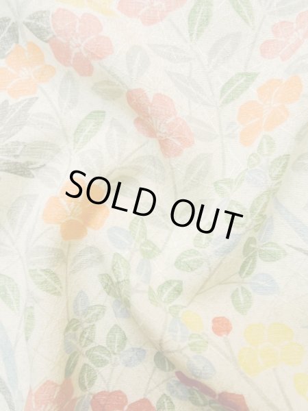 画像12: L1116Z Mint  小紋 女性用着物  シルク(正絹) 淡い 緑み 白, 花 【中古】 【USED】 【リサイクル】 ★★★★☆ (12)