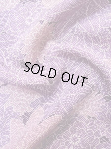 画像11: L1117A Mint  小紋 女性用着物  シルク(正絹)   藤色, 菊 【中古】 【USED】 【リサイクル】 ★★★★☆ (11)