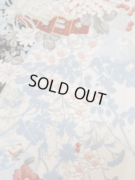 画像6: L1117C  小紋 女性用着物  シルク(正絹)   黒, ぼたん 【中古】 【USED】 【リサイクル】 ★☆☆☆☆ (6)