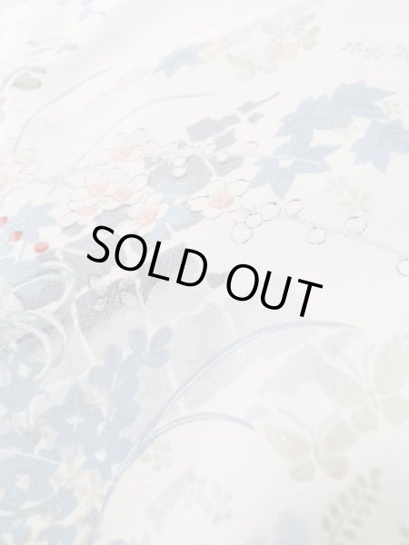 画像10: L1117C  小紋 女性用着物  シルク(正絹)   黒, ぼたん 【中古】 【USED】 【リサイクル】 ★☆☆☆☆ (10)