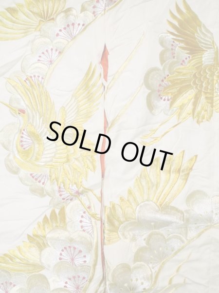 画像5: L1124A  打掛 女性用着物  シルク（正絹）   オフ　ホワイト, ぼたん 【中古】 【USED】 【リサイクル】 ★☆☆☆☆ (5)