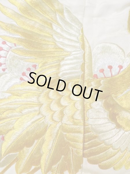 画像10: L1124A  打掛 女性用着物  シルク（正絹）   オフ　ホワイト, ぼたん 【中古】 【USED】 【リサイクル】 ★☆☆☆☆ (10)