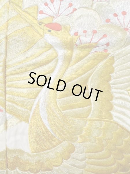 画像11: L1124A  打掛 女性用着物  シルク（正絹）   オフ　ホワイト, ぼたん 【中古】 【USED】 【リサイクル】 ★☆☆☆☆ (11)