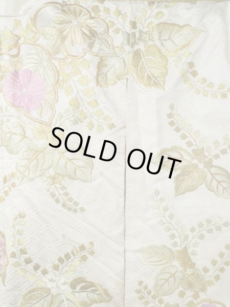 画像6: L1124C  打掛 女性用着物  シルク(正絹)   オフ ホワイト, ぼたん 【中古】 【USED】 【リサイクル】 ★★★☆☆ (6)