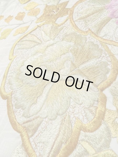 画像13: L1124C  打掛 女性用着物  シルク(正絹)   オフ ホワイト, ぼたん 【中古】 【USED】 【リサイクル】 ★★★☆☆ (13)