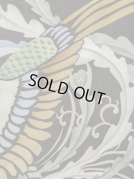 画像8: L1124E  打掛 女性用着物  シルク(正絹)   黒, 鳳凰 【中古】 【USED】 【リサイクル】 ★☆☆☆☆ (8)