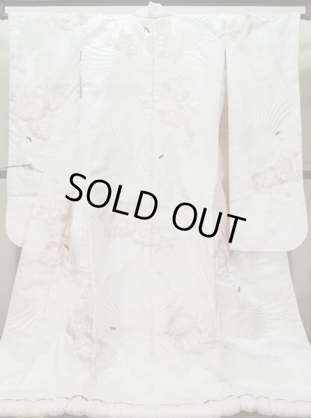 画像2: L1124F  打掛 女性用着物  化繊   白, 梅 【中古】 【USED】 【リサイクル】 ★★☆☆☆ (2)