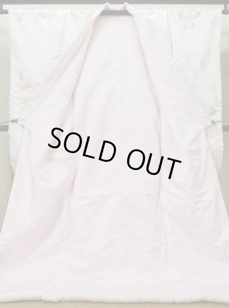 画像4: L1124F  打掛 女性用着物  化繊   白, 梅 【中古】 【USED】 【リサイクル】 ★★☆☆☆ (4)