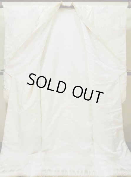 画像4: L1124I  打掛 女性用着物 白無垢 シルク(正絹)   白, 橘 【中古】 【USED】 【リサイクル】 ★★☆☆☆ (4)