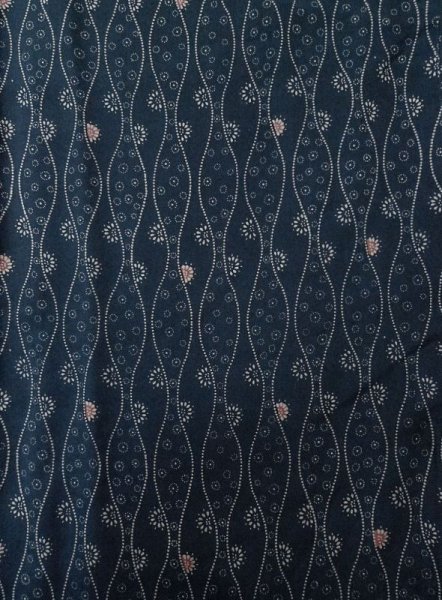 画像5: L1124M  小紋 女性用着物 お引きずり シルク(正絹)  淡い 青, 花 【中古】 【USED】 【リサイクル】 ★★★☆☆ (5)