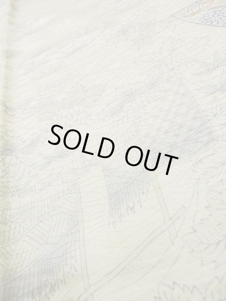 画像9: L1201B  小紋 女性用着物 竹垣柄 シルク（正絹）  光沢のある オフ　ホワイト, 菊 【中古】 【USED】 【リサイクル】 ★★☆☆☆ (9)