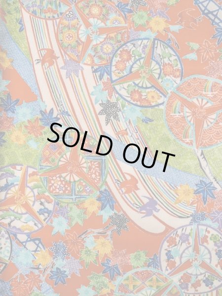 画像3: L1201D Mint  小紋 女性用着物 燕柄 シルク(正絹)   朱赤, 梅 【中古】 【USED】 【リサイクル】 ★★★★☆ (3)