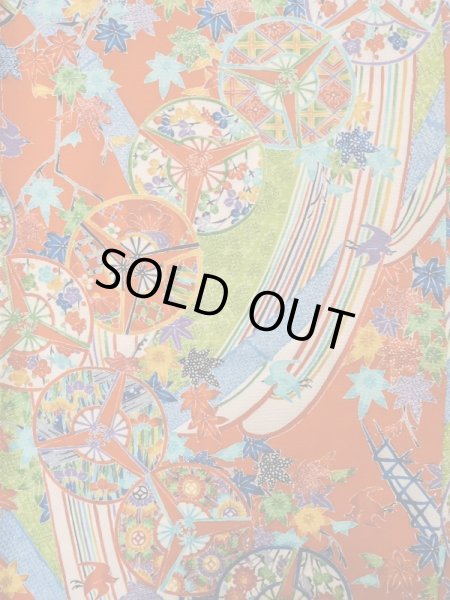 画像4: L1201D Mint  小紋 女性用着物 燕柄 シルク(正絹)   朱赤, 梅 【中古】 【USED】 【リサイクル】 ★★★★☆ (4)