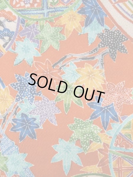 画像7: L1201D Mint  小紋 女性用着物 燕柄 シルク(正絹)   朱赤, 梅 【中古】 【USED】 【リサイクル】 ★★★★☆ (7)