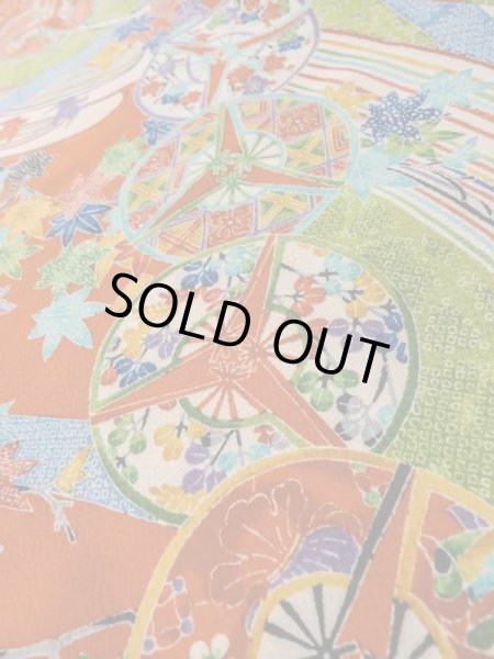 画像8: L1201D Mint  小紋 女性用着物 燕柄 シルク(正絹)   朱赤, 梅 【中古】 【USED】 【リサイクル】 ★★★★☆ (8)