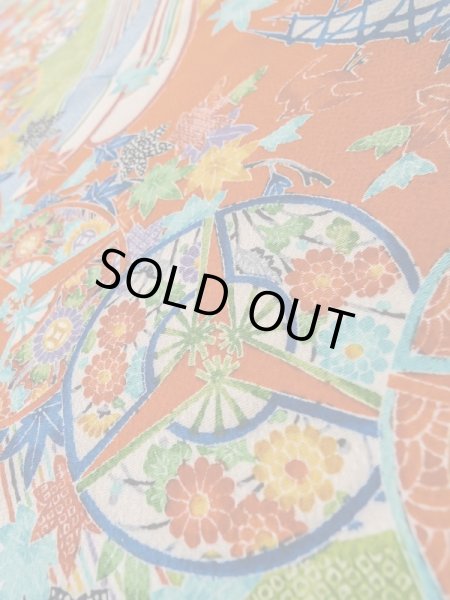 画像10: L1201D Mint  小紋 女性用着物 燕柄 シルク(正絹)   朱赤, 梅 【中古】 【USED】 【リサイクル】 ★★★★☆ (10)