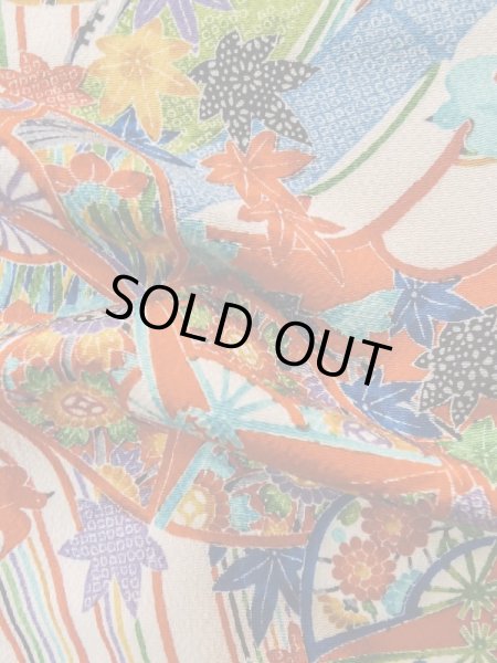 画像12: L1201D Mint  小紋 女性用着物 燕柄 シルク(正絹)   朱赤, 梅 【中古】 【USED】 【リサイクル】 ★★★★☆ (12)