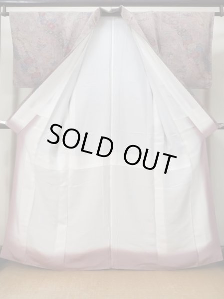 画像2: L1201E Mint  小紋 女性用着物  シルク(正絹)  淡い 桃色, 花 【中古】 【USED】 【リサイクル】 ★★★★☆ (2)