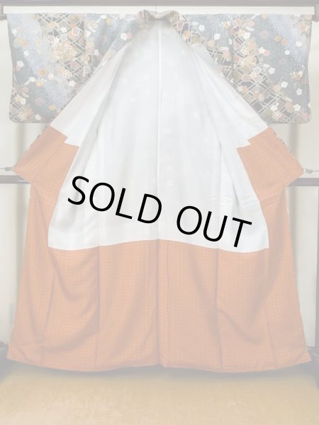 画像2: L1201H Mint  小紋 女性用着物  化繊   黒, 梅 【中古】 【USED】 【リサイクル】 ★★★★☆ (2)