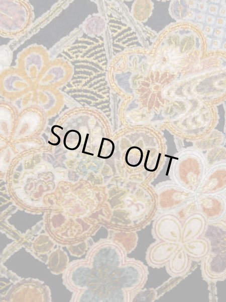 画像5: L1201H Mint  小紋 女性用着物  化繊   黒, 梅 【中古】 【USED】 【リサイクル】 ★★★★☆ (5)