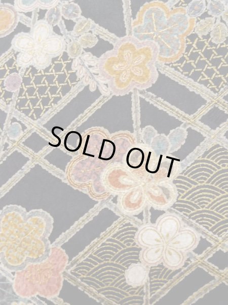 画像6: L1201H Mint  小紋 女性用着物  化繊   黒, 梅 【中古】 【USED】 【リサイクル】 ★★★★☆ (6)