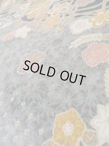 画像9: L1201H Mint  小紋 女性用着物  化繊   黒, 梅 【中古】 【USED】 【リサイクル】 ★★★★☆ (9)