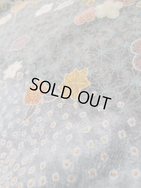 画像10: L1201H Mint  小紋 女性用着物  化繊   黒, 梅 【中古】 【USED】 【リサイクル】 ★★★★☆ (10)