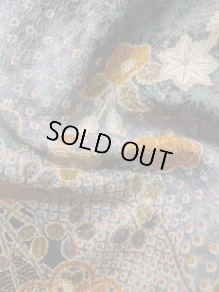 画像11: L1201H Mint  小紋 女性用着物  化繊   黒, 梅 【中古】 【USED】 【リサイクル】 ★★★★☆ (11)