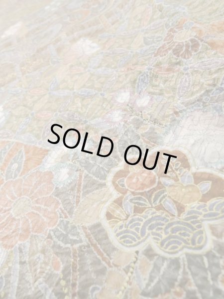 画像9: L1201J Mint  小紋 女性用着物  シルク(正絹)  淡い ベージュ, 花 淡い【中古】 【USED】 【リサイクル】 ★★★★☆ (9)