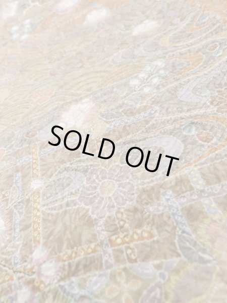 画像10: L1201J Mint  小紋 女性用着物  シルク(正絹)  淡い ベージュ, 花 淡い【中古】 【USED】 【リサイクル】 ★★★★☆ (10)