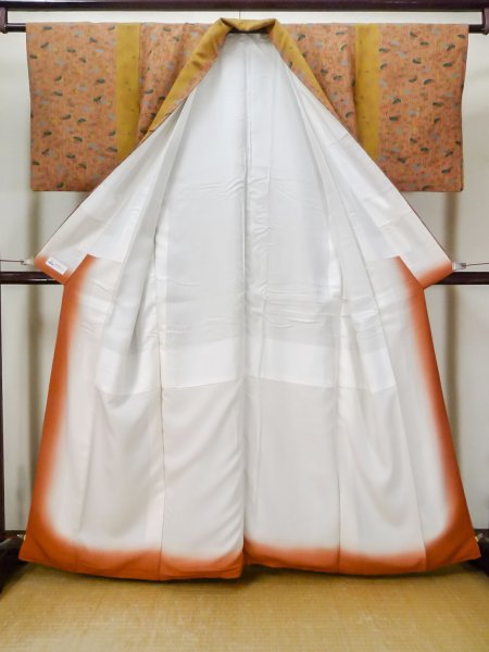 画像2: L1201P Mint  小紋 女性用着物 櫛柄 化繊  淡い 桃色, 花 淡い【中古】 【USED】 【リサイクル】 ★★★★☆ (2)