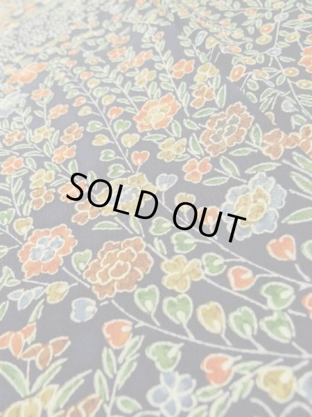 画像10: L1201X Mint  小紋 女性用着物 撫子柄 シルク（正絹）   黒, 花 【中古】 【USED】 【リサイクル】 ★★★★★ (10)