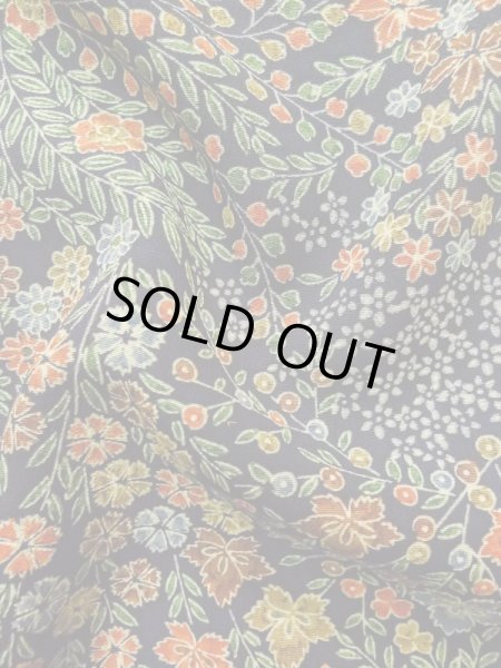 画像13: L1201X Mint  小紋 女性用着物 撫子柄 シルク（正絹）   黒, 花 【中古】 【USED】 【リサイクル】 ★★★★★ (13)