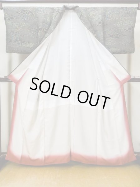 画像2: L1202B Mint  小紋 女性用着物  シルク(正絹)   黒, 花 【中古】 【USED】 【リサイクル】 ★★★★☆ (2)